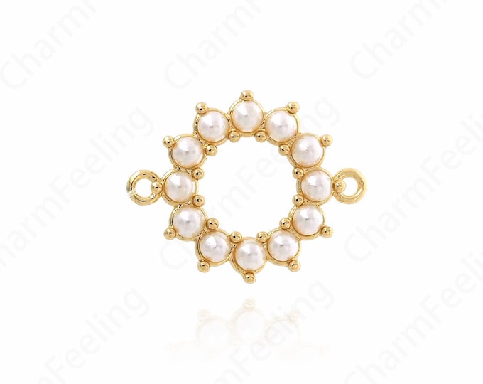 Pearl Connector, Hollow Connector, Micropaved CZ Ring Connector, 18K Gold Filled Bracelet Supplies, DIY Jewelry Supplies, 22.5x17.8x4mm