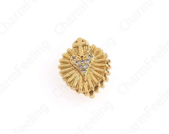 18K Gold Filled Heart Spacer Beads Multicolor Mini Sweet Little Valentine's Day Beads Love Hearts Jewelry Supplies  14.3x12.3x6.5mm