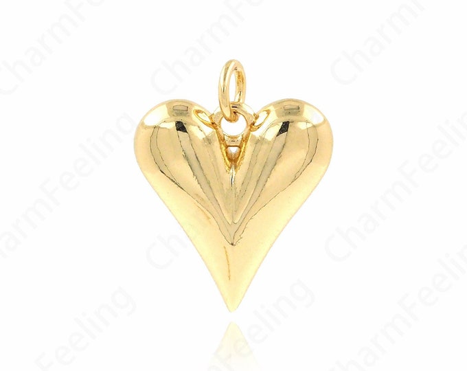 Gold Heart Pendant,Dainty Love Necklace,18K Gold Filled Heart Charm, Love Charm, DIY Jewelry Accessories, 21X15.6X4mm