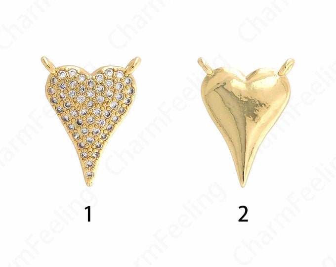 Gold Heart-Shaped Necklace, Gold Heart-Shaped Pendant, Metal Heart Pendant, Heart Charm, LOVE Necklace 14.7x11.2x2mm