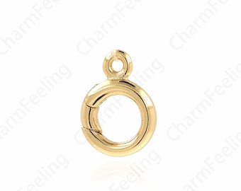 Carabiner, Bracelet Necklace Clasp, 18K Gold Filled Round Clasp, Jewelry Clasp, DIY Jewelry Making Accessories, 14x9.7x2.5mm