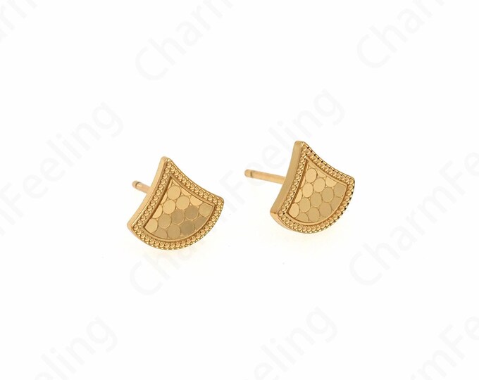 1 Pair,Dainty Triangle Earrings, 18K Gold Filled Geometric Earrings, Simple Earrings, CZ Charm, 10x9x1.2mm