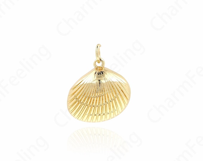 18K Gold Filled Beach Necklace, Shell Pendant, Beach Charm, Shell Necklace, Shell Charm, DIY Jewelry Supplies, 20x17x5.5mm