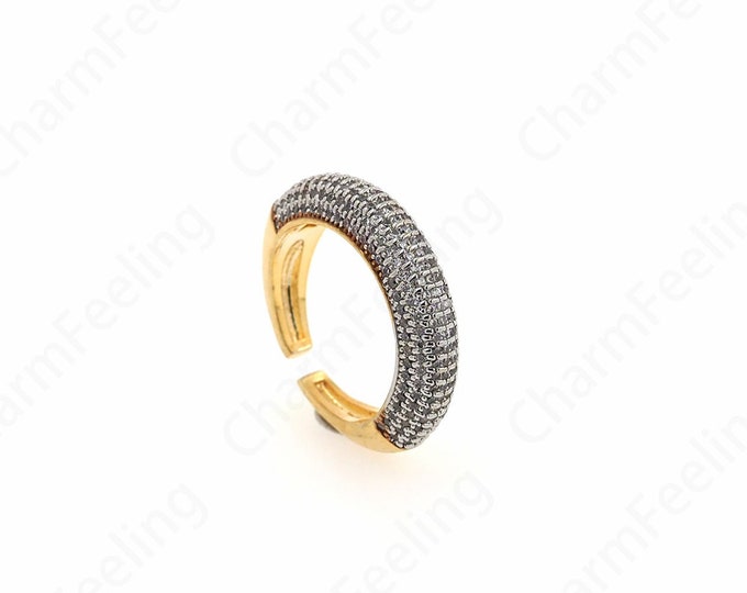 1 PCS,Adjustable Ring, Golden Open Ring 18K Gold Filled Fashion Ring, Exquisite Gold Ring, Micropavé CZ Round Ring, Ring Charm