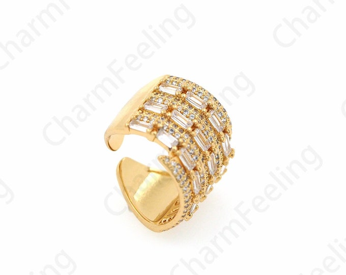 Minimalist Thin Ring, MicroPavé CZ Daily Ring, Daily Ring, Gold Open Ring, Simple Charm,18K Gold Filled Adjustable Ring,