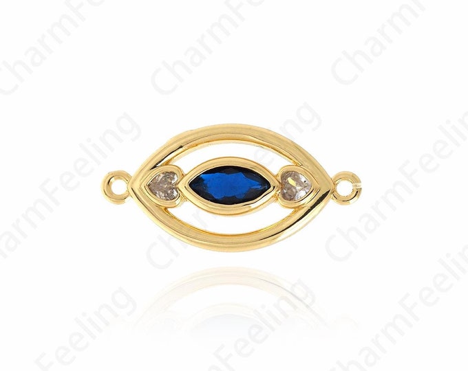 MicroPave CZ Eye Connector,18K Gold Filled Eye Charm,Eye Bracelet, Eye Connector, DIY Jewelry Making Accessories 12x3x24.6mm