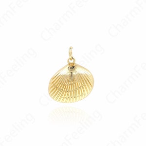18K Gold Filled Beach Necklace, Shell Pendant, Beach Charm, Shell Necklace, Shell Charm, DIY Jewelry Supplies, 20x17x5.5mm