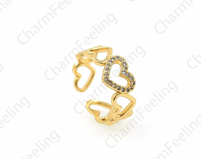 Wedding Rings, 18K Gold Filled Rings, Circle Rings, Heart Rings, Party Rings,Micro Pavé CZ Wide Rings, Fashion Rings,