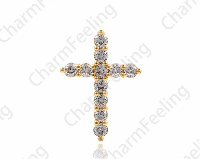 18K Filled Gold Cross Pendant, Cross Charm, Religious Jewelry, DIY Jewelry Making Accessories 26.5x19x3mm 1pcs