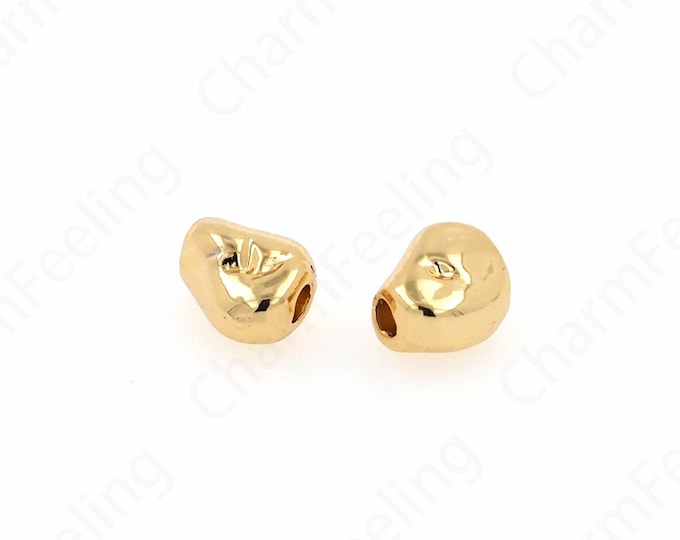 10 pcs Baroque Beads, Gold Beads, Alloy Spacer Beads, 18K Gold Filled Simple Beads, Bead Accessories, DIY Jewelry Supplies, 7x5.5x5mm