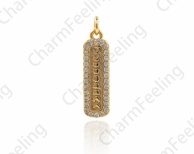 18K Gold Filled Zipper Pull Pendant, Zipper Necklace, Zipper Head, Micropavé CZ Zipper Pull Pendant, 21.5x5.5x1.7mm