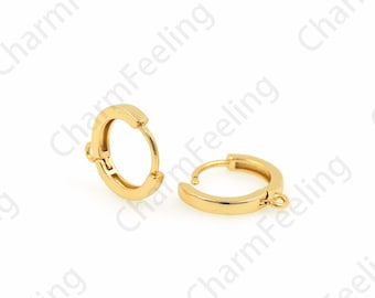 1 Pair, Simple Earring Accessories, 18K Gold Filled Round Earrings, Drop Earmuffs, Thin Earrings, Earring Accessories, 15x13x2mm