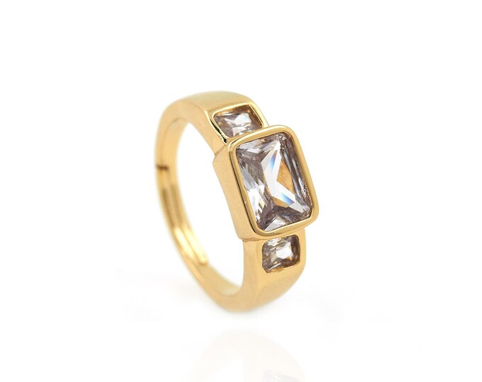 MicroPavé CZ Daily Ring, 18K Gold Filled Minimalist Thin Ring, Adjustable Ring, Daily Ring, Gold Open Ring, Simple Charm