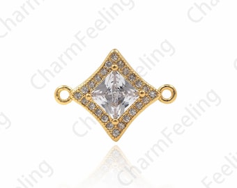 Jewelry Findings Micro Pave Zircon Square shape Connectors Accessories For Women Fashion Jewelry Making JC447