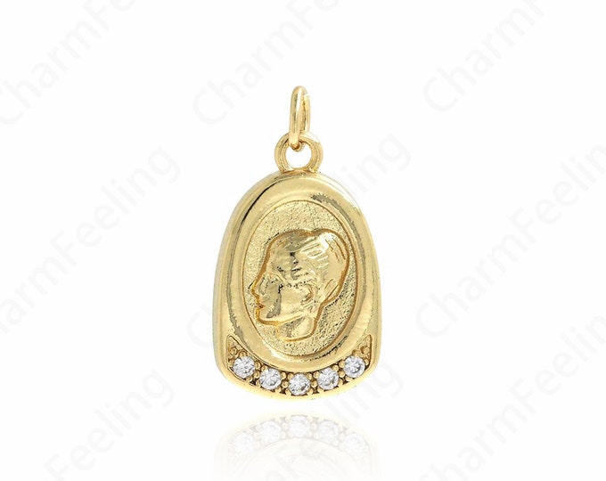18K Gold Filled Virgin Mary Necklace，Mother Mary Pendant，Religious Jewelry,DIY Jewelry Supplies,23.5x13x3mm