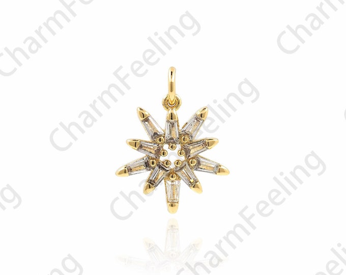 18K Gold Filled Polaris Pendant, Micropavé CZ Star Necklace, Polaris Charm, Astral Charm, DIY Jewelry Accessories, 17x13.5x2mm