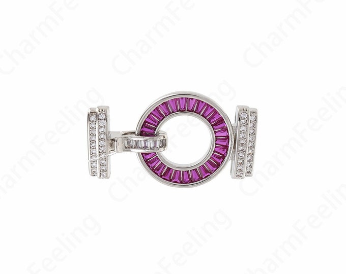 Clasp Pendant,Round Charm, 18K Gold Filled Round Clasp, Jewelry Clasp, Micro pavé CZ Pendant Clasp, DIY Jewelry Supplies, 32.2x19x2.5mm