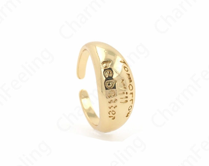 Word Ring, Word Ring,Micropavé CZ Daily Ring,Stacking Ring, Adjustable Ring, Gold Open Ring,18K Gold Filled Minimalist Thin Ring,