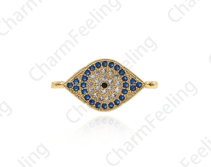 Micro Pave Eye Connector, CZ Eye Bracelet, Eye Charm, Eye Charm, DIY Jewelry Making Accessories 8.7x17.8x2.2mm 1pcs