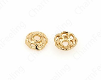 10 pcs Pearl Caps,Alloy Bead Caps,Flower Caps,18K Gold Filled Flower Bead Caps,Spacer Jewelry, Brass Caps, DIY Gold Jewelry Making,7x2.5mm