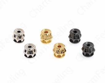 Micropavé CZ Round Spacer Beads Dainty Cylinder spacer Beads,Large Hole bead,18K Gold Filled Spacer Beads 7.5x7.5mm