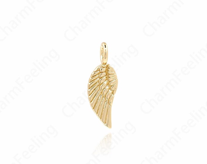 Micropavé CZ Flying Necklace, Wings Pendant, 18K Gold Filled Flying Charm, Wings Necklace, DIY Jewelry Supplies, 21x7x2mm
