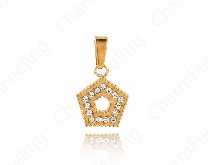 Star Pendant, Pentacle Pendant,18K Gold Filled Star Charm, Pentagram Necklace, DIY Jewelry Supplies, 15.5x9x1.5mm