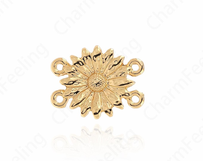 Gold Flower Connector,18K Gold Filled Flower Jewelry, Sunflower Connector, Alloy Flower Connector,Used for Jewelry Products  19x15x2mm