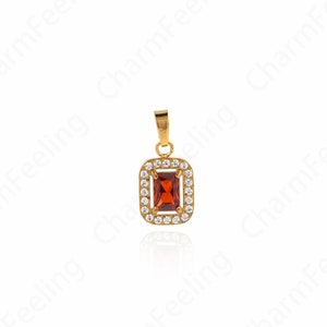 18K Gold Filled Geometric Necklace,Medal Charm, Rectangular Pendant, Suitable For DIY Jewelry Making Accessories,18.5x9x3mm