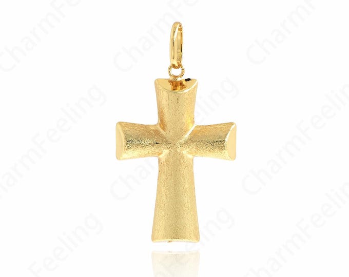 18K Gold Filled Cross Pendant,Religious Charm,Big Cross Charm,Christian Charm,Cross Necklace,DIY Jewelry Accessories,68x36x11mm