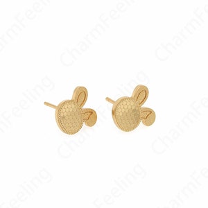 18K Gold Filled Cute Earrings, Rabbit Stud Earrings, Micropavé CZ Rabbit Charm, Animal Earrings, DIY Jewelry Supplies, 10.5x10.5x1.2mm