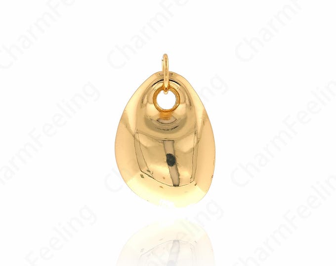 18K Gold Filled Oval Pendant, Micropavé Cubic Zirconia Oval Necklace,Coin Charm,Disc Pendant, DIY Jewelry Supplies,26x17x8.8mm