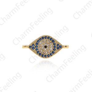 Micro Pave Eye Connector, CZ Eye Bracelet, Eye Charm, Eye Charm, DIY Jewelry Making Accessories 8.7x17.8x2.2mm 1pcs