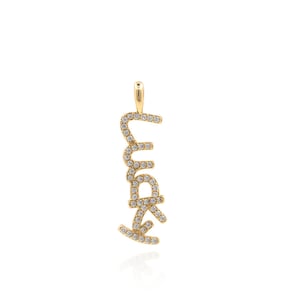 Pingente da sorte, colar da sorte micropavé CZ, pingente de letra, pingente de carta preenchido com ouro 18K, suprimentos de joias faça você mesmo, 33x10x1,8mm