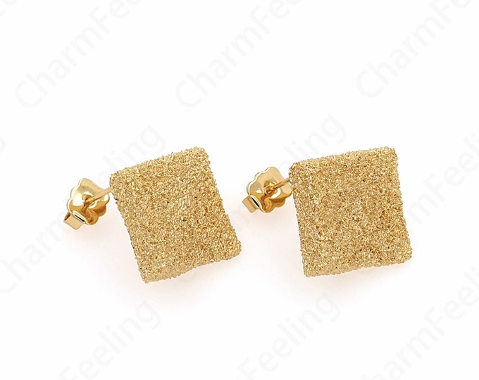 Thick Gold Earrings,Square Earrings,Rectangular Earrings,18K Gold Filled Eectangular Earrings,Earring Charm,20.5x22x55mm