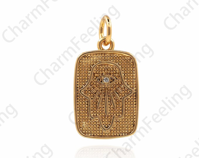 18K Gold Filled Square Eye Pendant, Square Charm, Tarot Eye Necklace, Tarot Charm,Alchemy Charm, DIY Jewelry Accessories 20x11x2mm