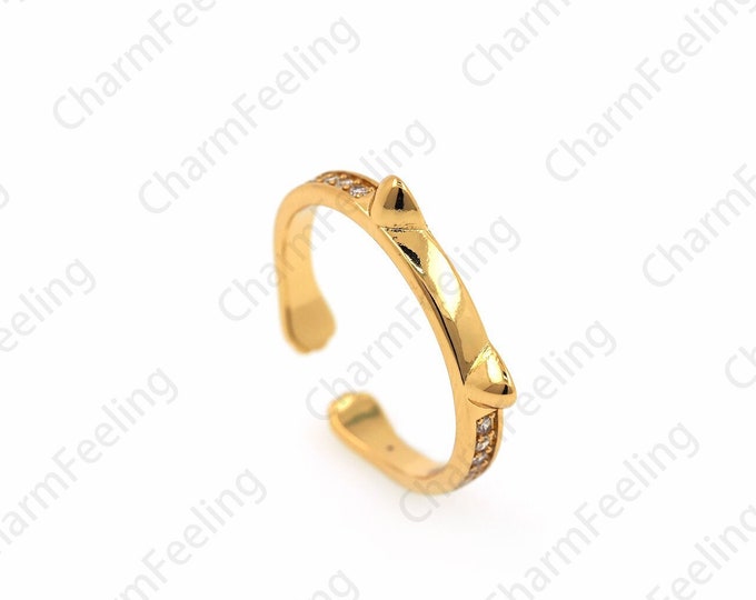 18K Gold Filled Daily Ring, Micropavé CZ Minimalist Thin Ring, Adjustable Ring, Stackable Ring, Golden Open Ring, Ear Ring