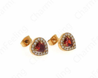 Micropaved CZ Love Earrings,Heart-Shaped Earrings,Love Charm, 18K Gold Filled Love Earrings, A Gift For Her,9.5x10x3mm