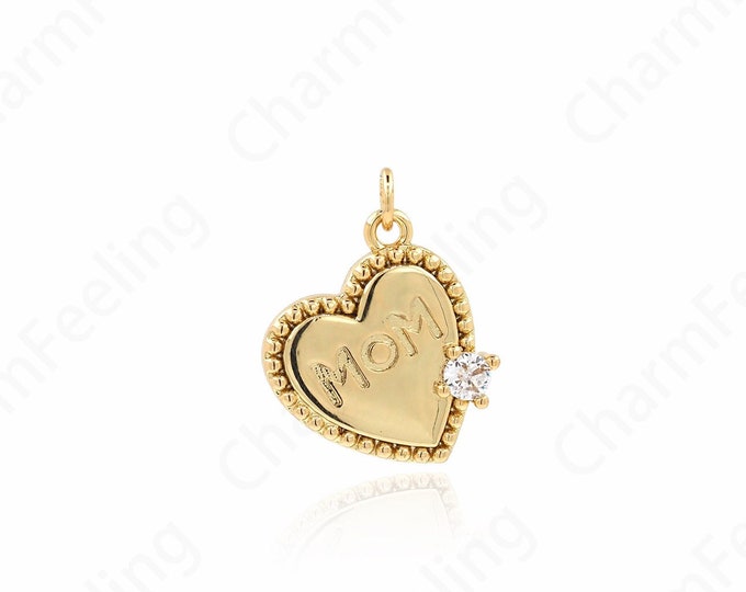 Micropavé CZ Love Charm,Alphabet LOVE  Pendant,18K Gold Filled Puffed Heart Necklace,Word Necklace,DIY Jewelry Supplies,18x14.5x2mm