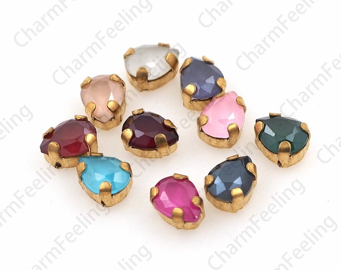 10pcs, DIY Clothing Making Accessories, Teardrop-Shaped Sewing Crystal, Teardrop With Claws, Sewing Crystal 10x14mm