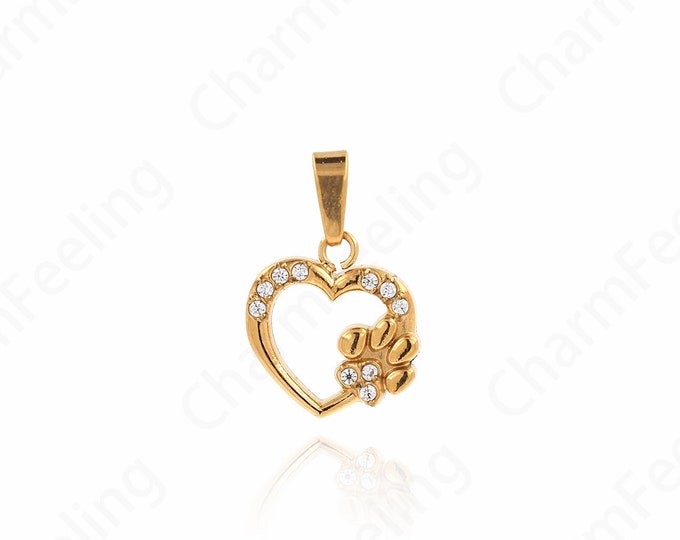 Love Necklace, Micropavé CZ Heart Necklace,18K Gold Filled Heart Pendant, Dainty Heart Charm, DIY Jewelry Accessories 16x11x2.3mm