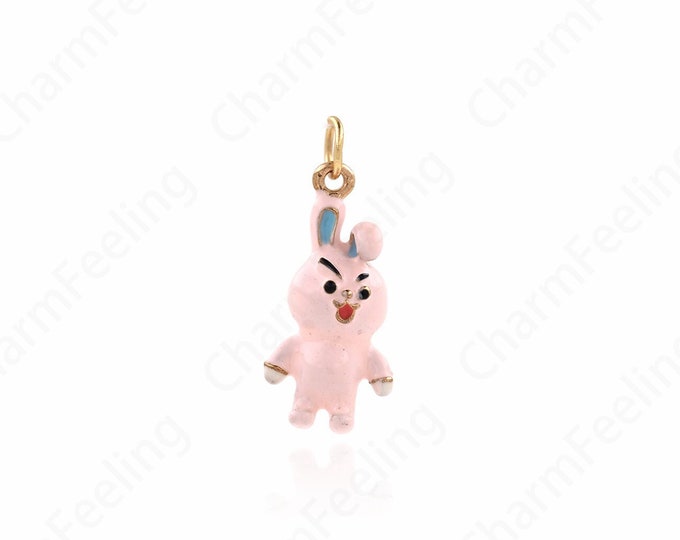 Animal Charm,3D Rabbit Pendant,18K Gold Filled Rabbit Pendant,Rabbit Necklace,Gold Rabbit Necklace,DIY Jewelry Accessories,24.5x10.5x6.5mm