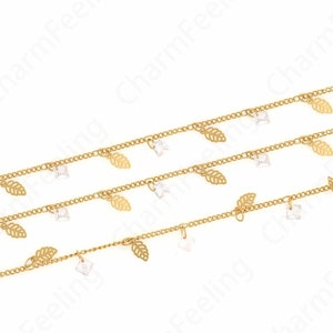1 Meter,Semi-Finished Chain,18K Gold Filled Leaf Chain,Brass Chain,Double-Layer Chain,Round Chain,DIY Bracelet And Necklace Accessories
