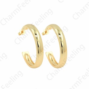 Eenvoudige oorbellen, 18K goud gevulde C-vormige ring oorbellen halfronde oorbellen DIY sieraden maken accessoires 34x35x5.5mm