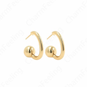 18K Gold Filled Ball Oorbellen, Bowling Oorbellen, Ronde Oorbellen, Ball Oorbellen, Sierlijke Oorbellen, DIY Sieraden Benodigdheden, 28x27x3.5mm