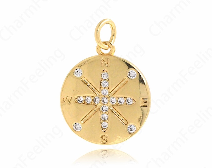 18K Gold Filled Star Charm, MicroPave CZ Polaris Pendant,Compass Charm, Venus Charm, DIY Jewelry Making Accessories 24.5X14.7X1.7mm