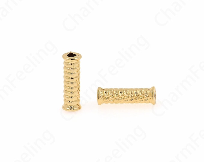 10pcs Alloy Beads,Long Spacer Beads, 18K Gold Filled Bar Spacer Beads, Stick Beads, Bracelet Beads, DIY Jewelry Making Supplies, 14x4.5mm