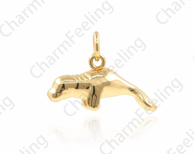 18K Gold Filled Seal Pendant, Seal Charm, Seal Pendant, Marine Life Pendant, Animal Necklace, DIY Jewelry Accessories 13x19x6mm
