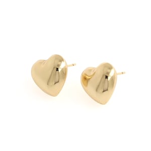 1 paar, hartvormige oorbellen, 18K goud gevulde hart oorbellen, sierlijke hart oorbellen, gepofte hart charme cadeau voor haar, 16x18x10.5mm