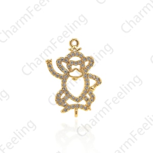 18K Gold Filled Monkey Necklace, Monkey Pendant, Monkey Pendant, Line Monkey Pendant, Micropavé CZ Monkey Pendant, 22x15.5x2mm